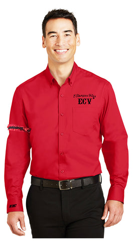 Red Long Sleeve Dress Shirt and Sleeve Garter