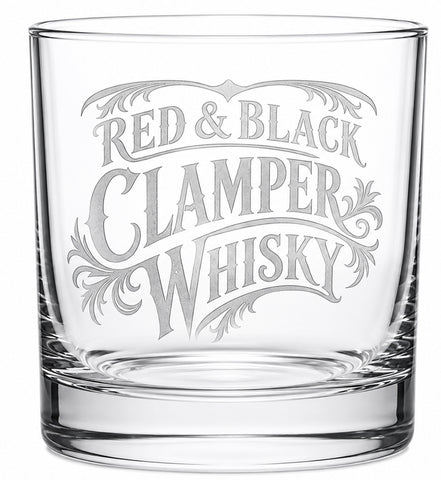 10 oz etched Clamper Whisky glass