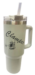 40 oz Gray Clamper Tumbler with Handle and Straw