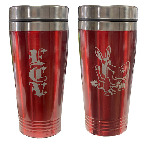 Red 16 oz  chrome lid mug