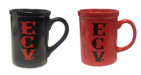 Red or Black ECV® 15 oz coffee mug