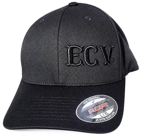 Black on Black ECV Traditional Flex Fit Cap includes XXL