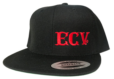 Black ECV Flat Bill Snap-Back Cap
