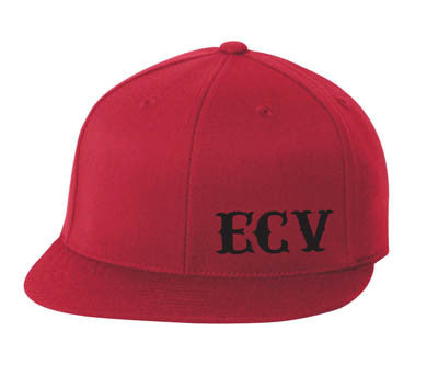 Red ECV Flat Bill Flex Fit Cap