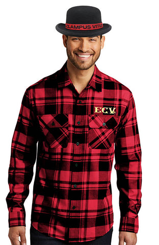 Long Sleeve Red Plaid Flannel Shirt