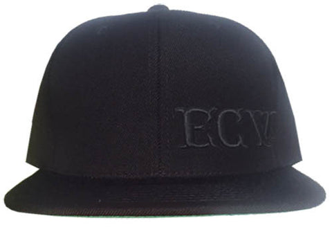 Black on Black ECV Flat Bill Flex Fit Cap