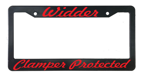 Widder - Clamper Protected Plastic License Plate Frame in Black/Red