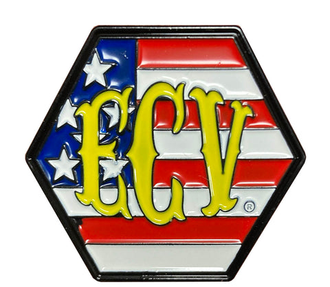 American Flag hexagon ECV pin