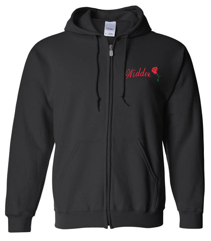Full-Zippered Widder Black embroidered Hooded Sweatshirt