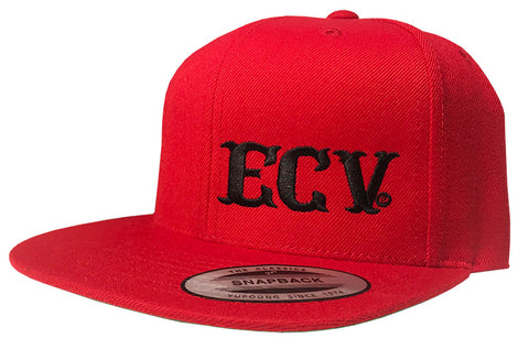 Red ECV Flat Bill Snap-Back Cap