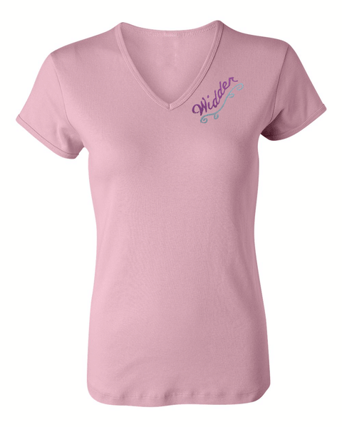 Pink Widder with Scroll Embroidered V-Neck T-Shirt – Wreck'n Ball ...