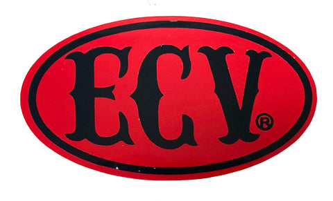 5 inch red ECV oval sticker