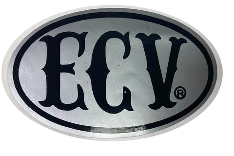 5 inch silver ECV oval sticker